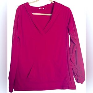 PUMA Watermelon Pink Deep V-Neck Pullover Workout Hoodie, Sz Medium, GUC.